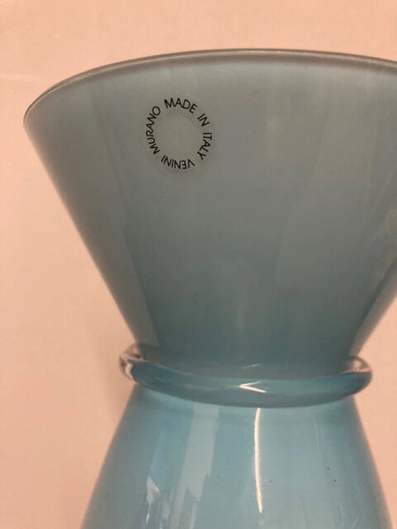 Turquoise Murano glass Acco vase by Venini, 1990s 2