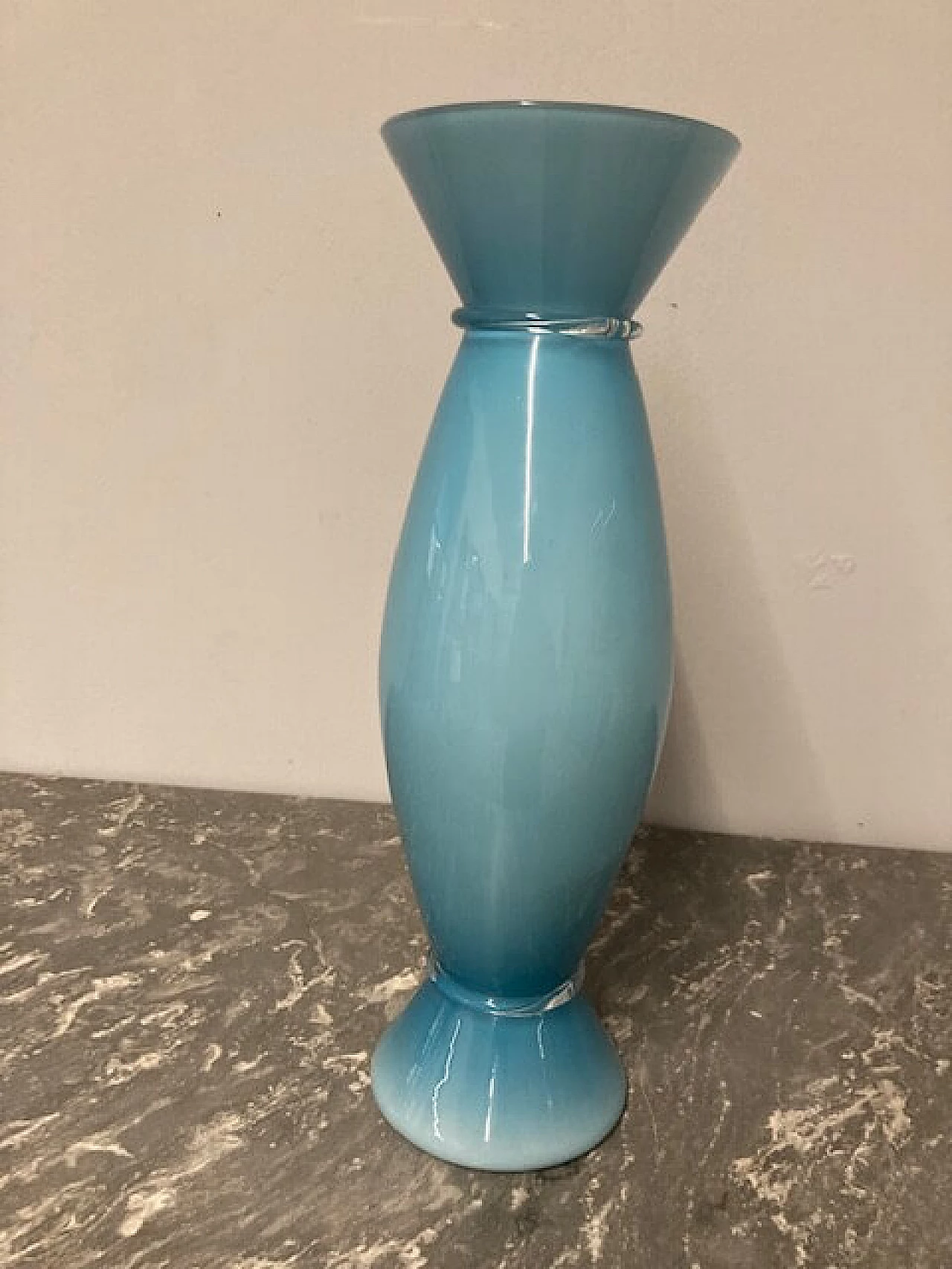 Turquoise Murano glass Acco vase by Venini, 1990s 5