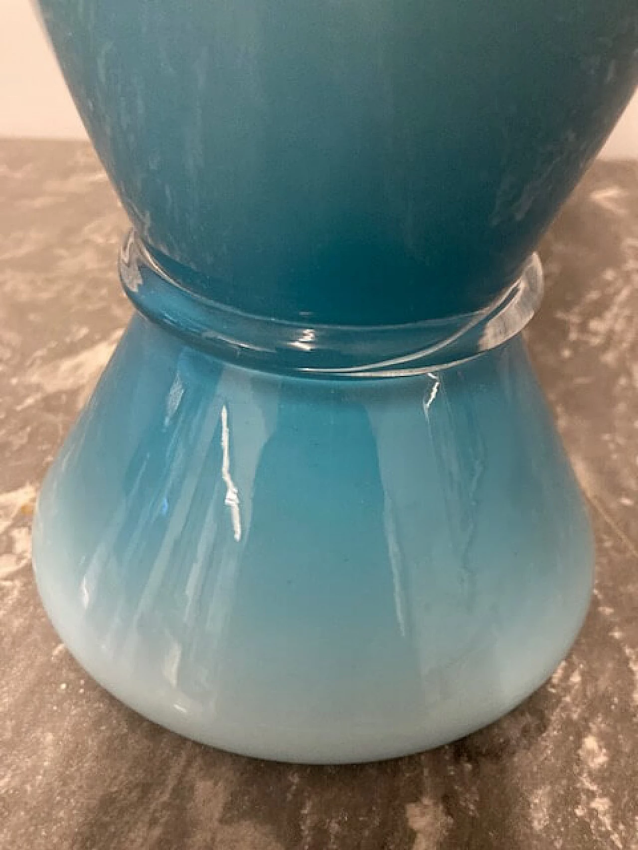 Turquoise Murano glass Acco vase by Venini, 1990s 6