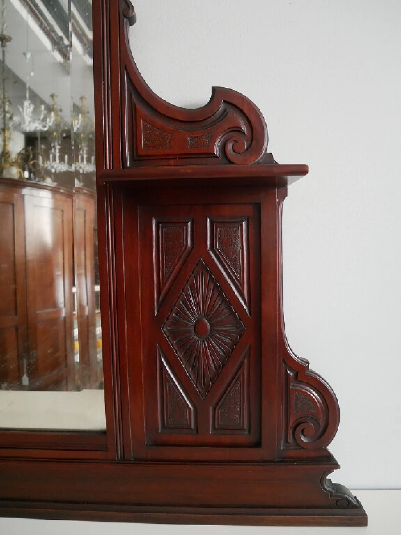 Fruitwood mirror with carvings, 1930s 2