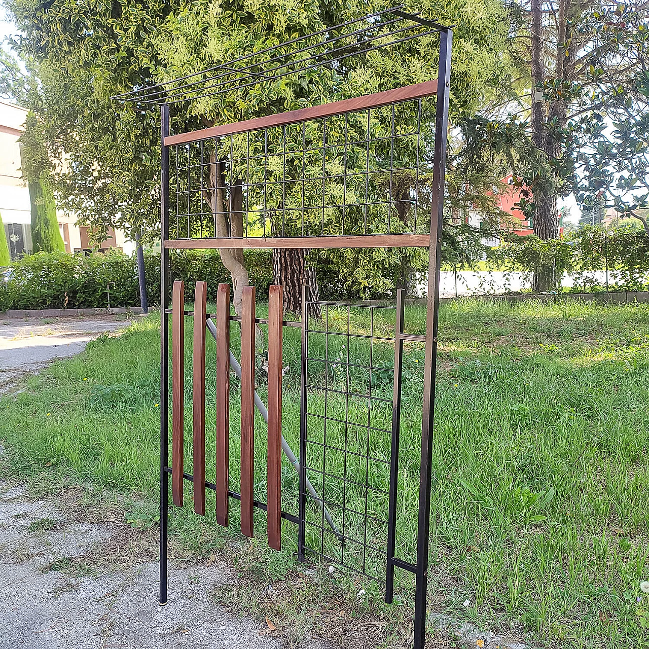 Appendiabiti da ingresso in ferro e legno con cappelliera, anni '60 8