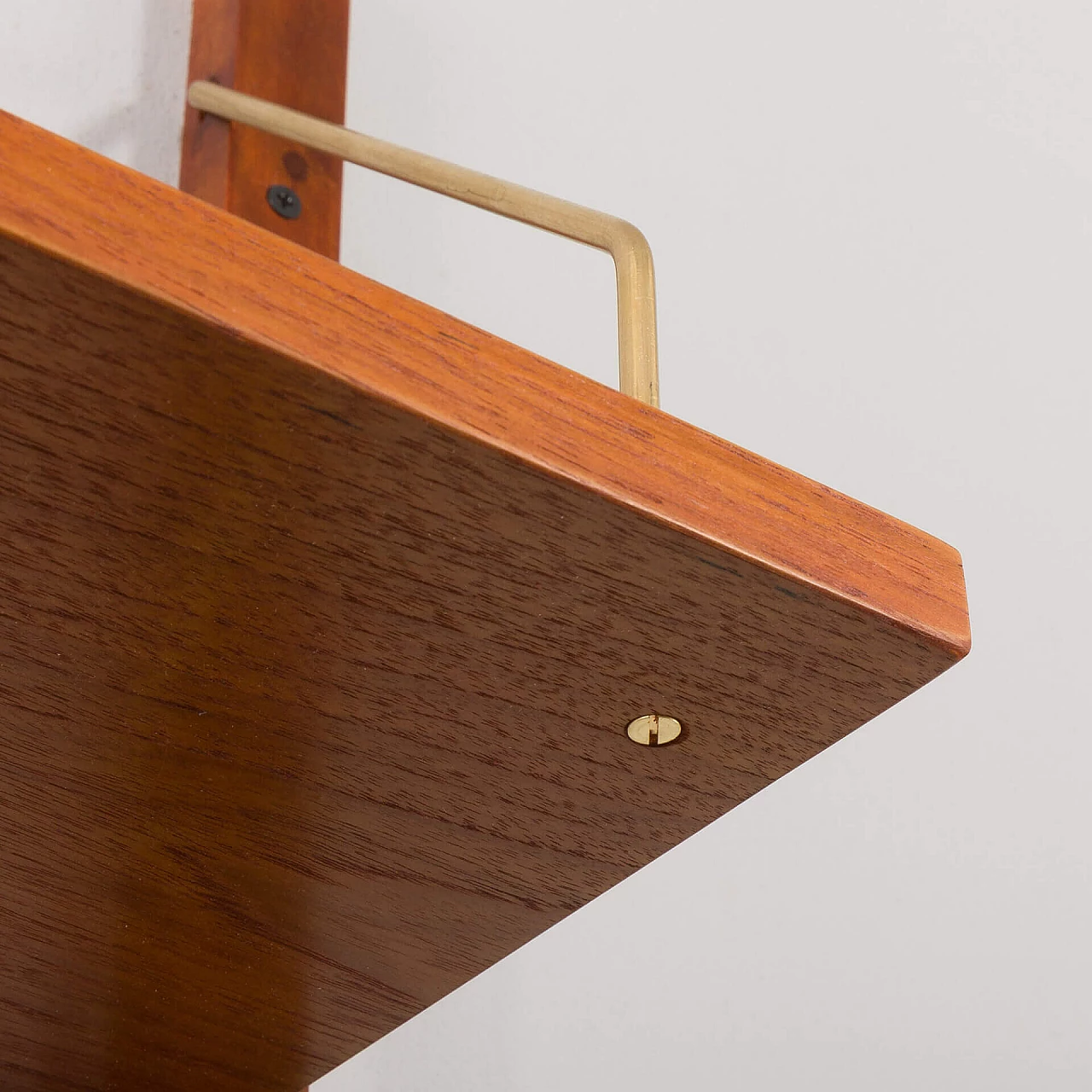 Libreria danese a parete in teak con scrivania di Preben Sorensen per PS System, anni '60 12