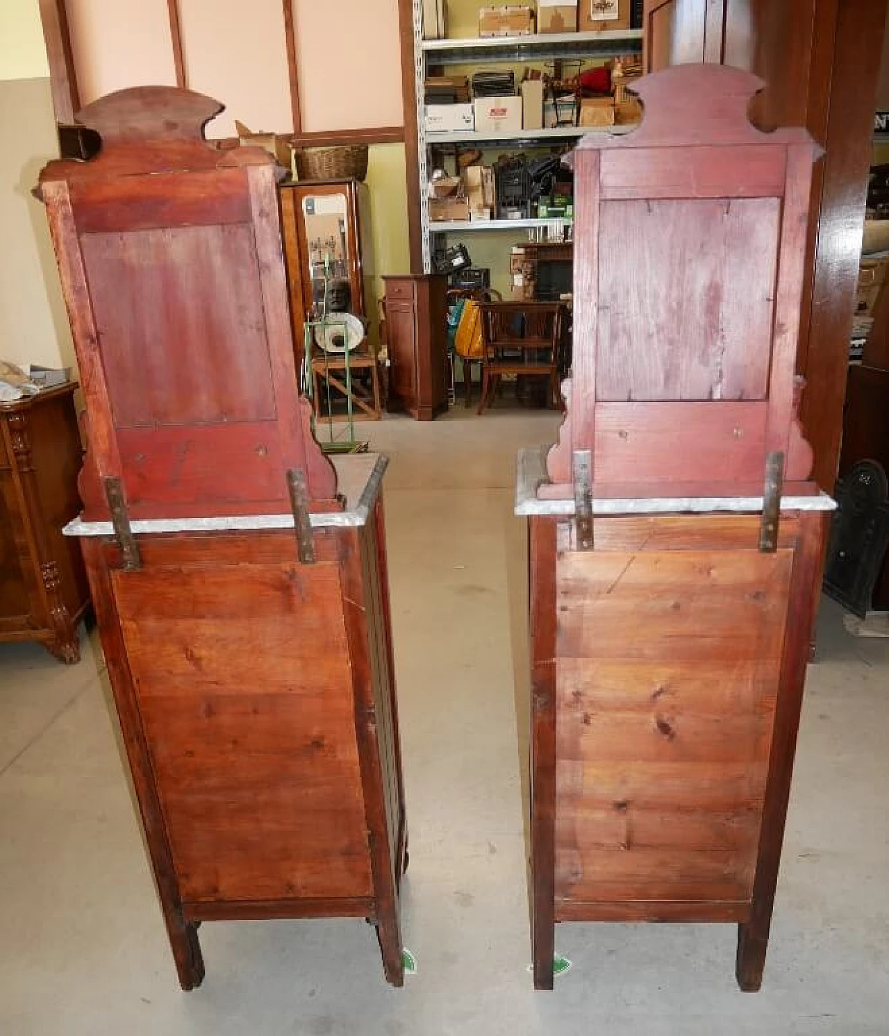 Pair of bedside tables with marble top, 1920s 3