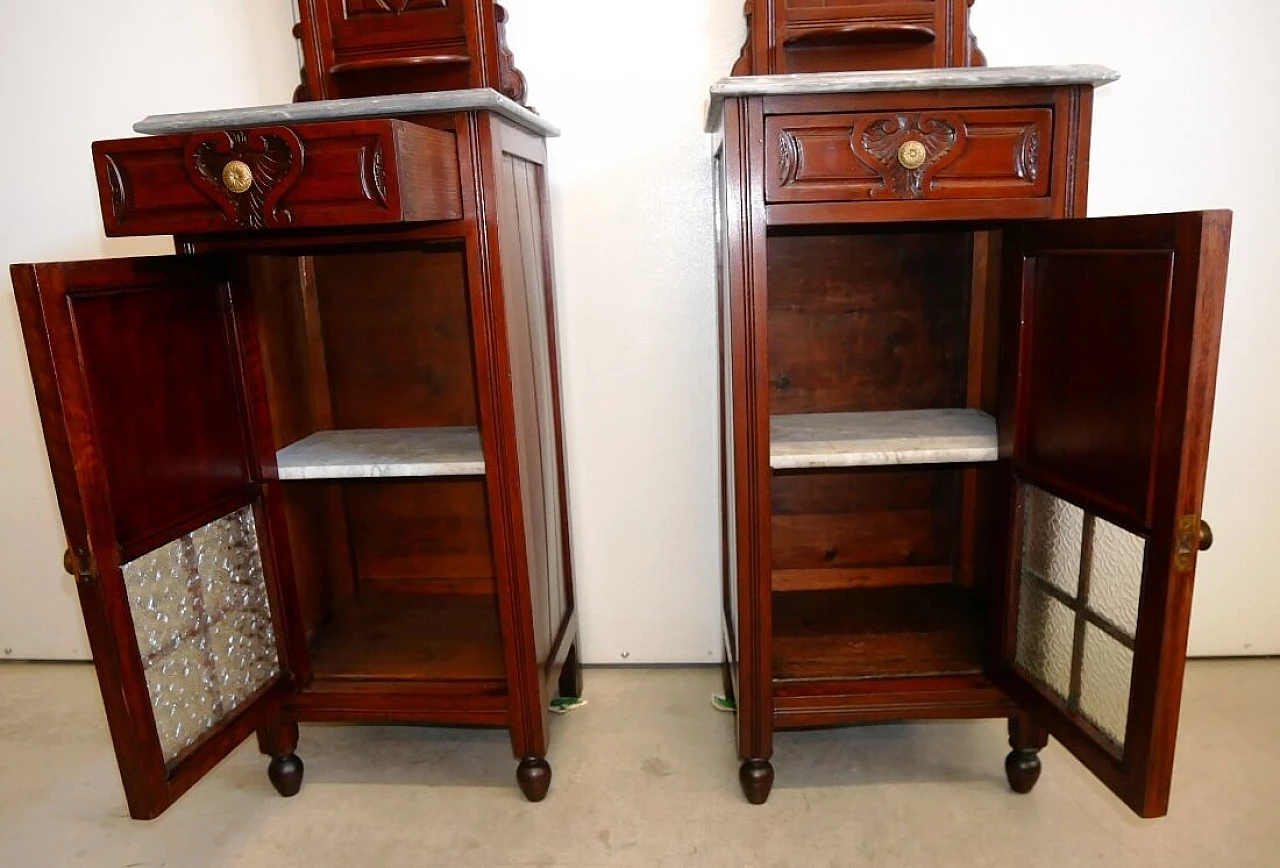 Pair of bedside tables with marble top, 1920s 4