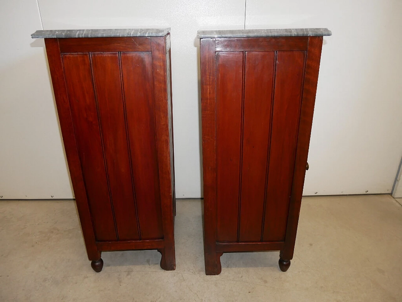 Pair of bedside tables with marble top, 1920s 6