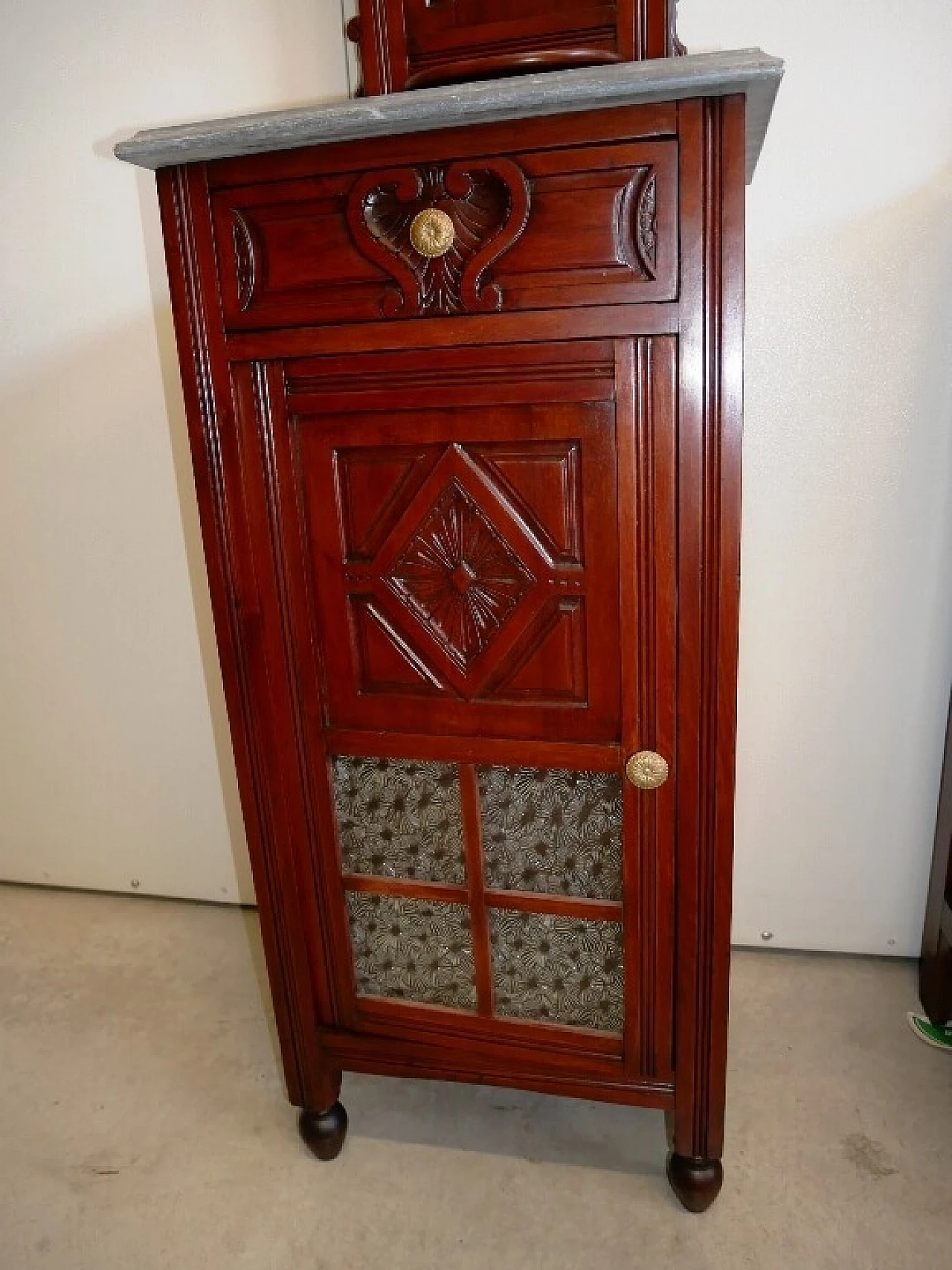 Pair of bedside tables with marble top, 1920s 8