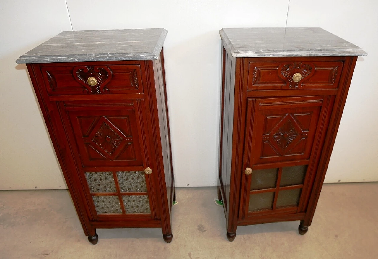 Pair of bedside tables with marble top, 1920s 9