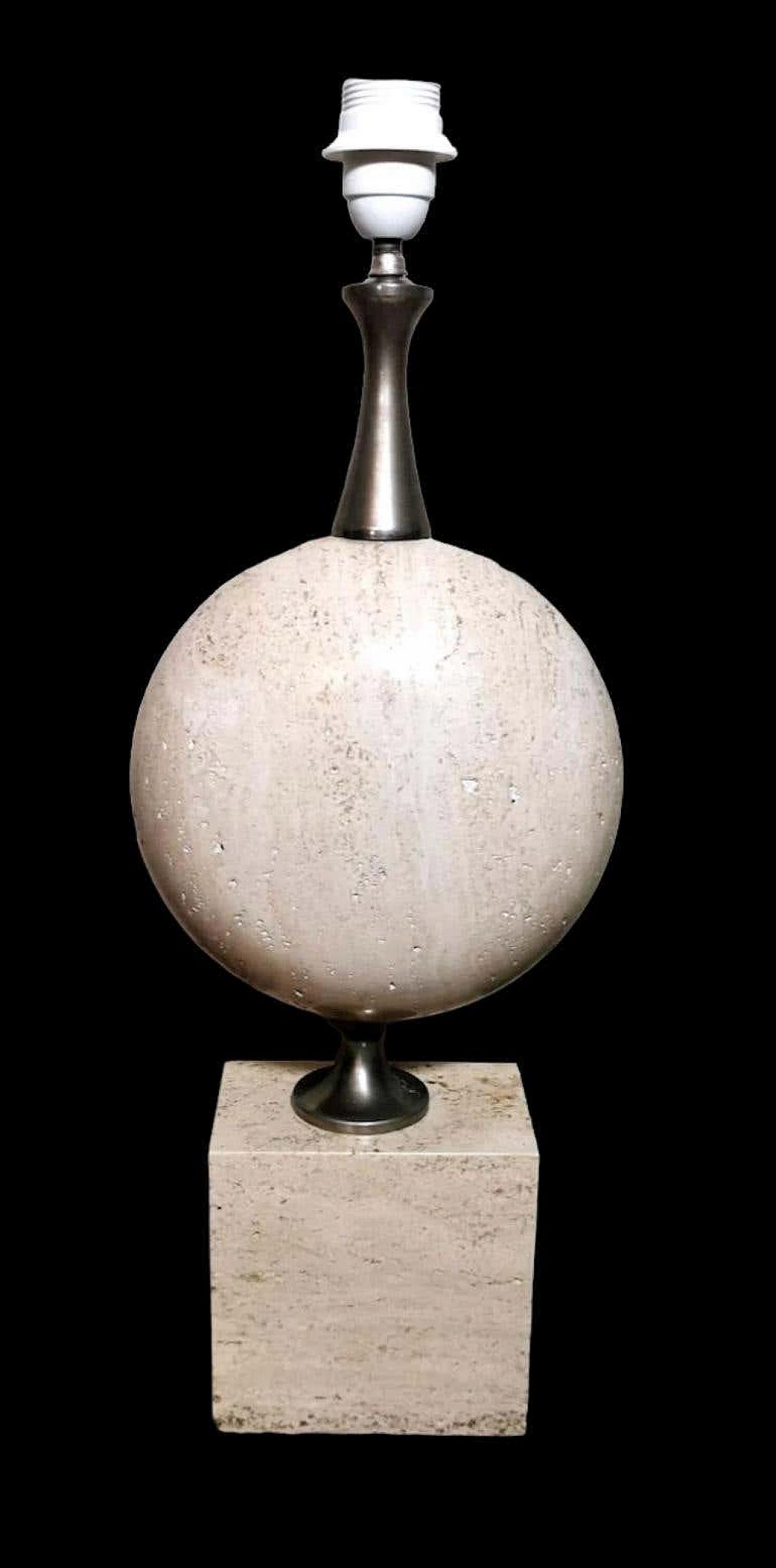 Travertine table lamp by Philippe Barbier, 1960s 2
