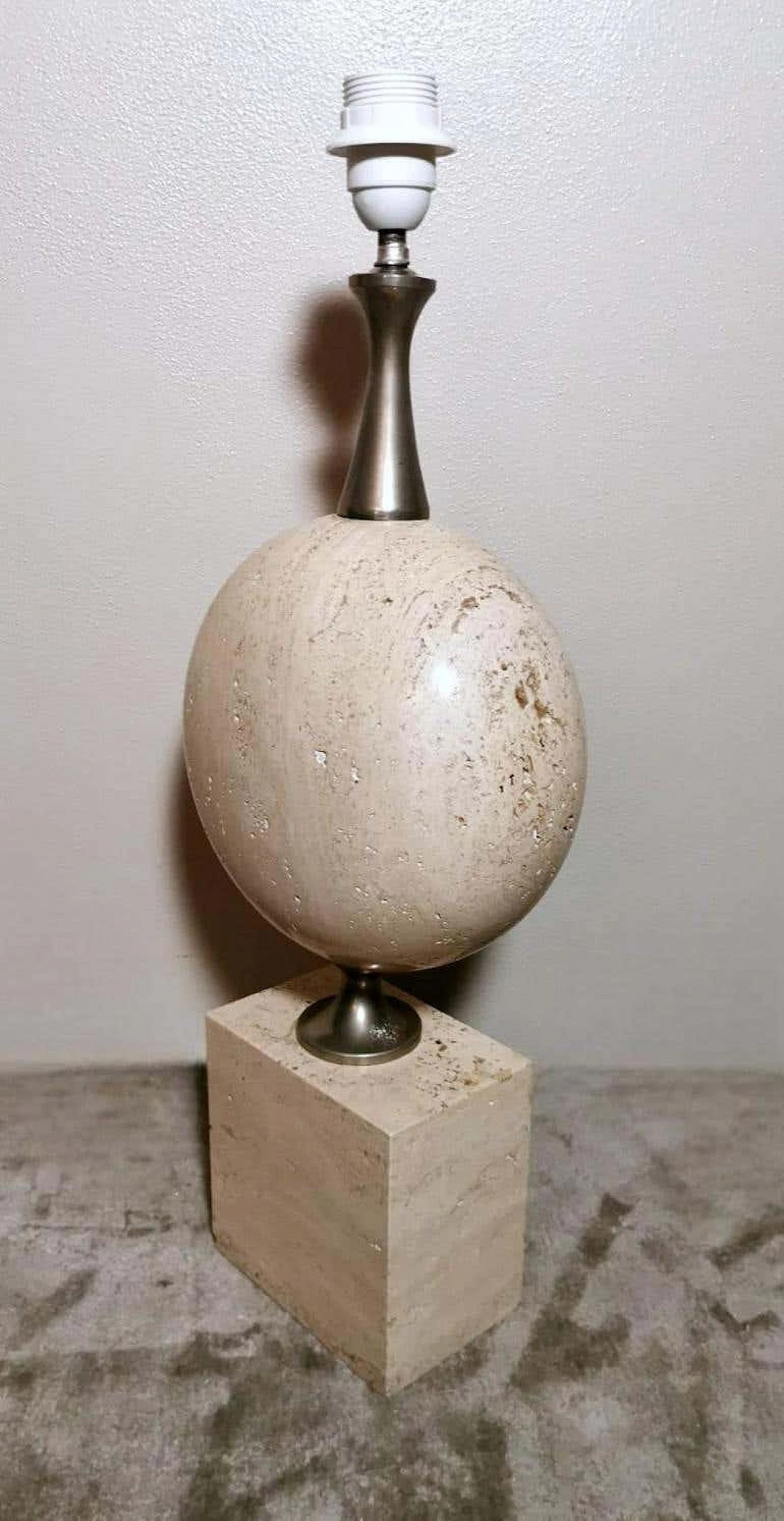 Travertine table lamp by Philippe Barbier, 1960s 3