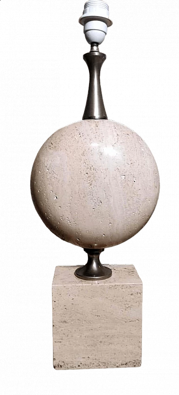 Travertine table lamp by Philippe Barbier, 1960s