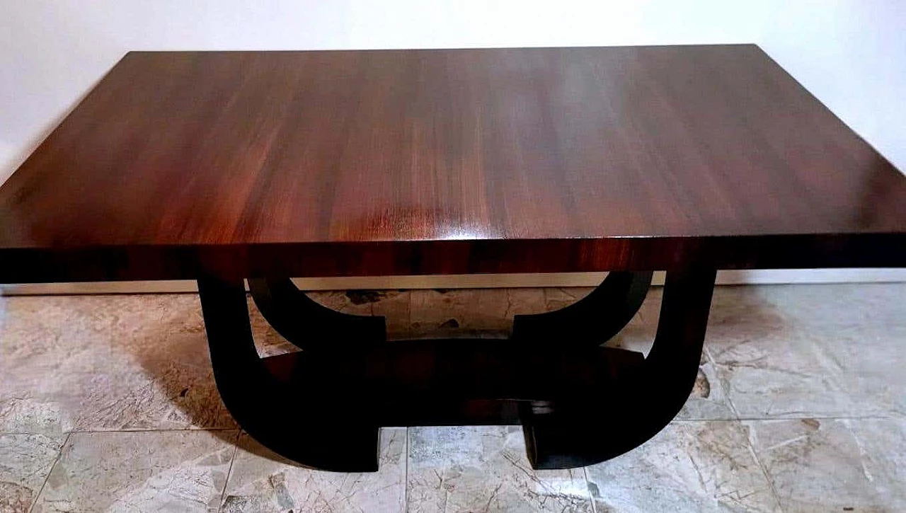 Tavolo da pranzo allungabile Art Déco in legno di sapele, anni '30 3