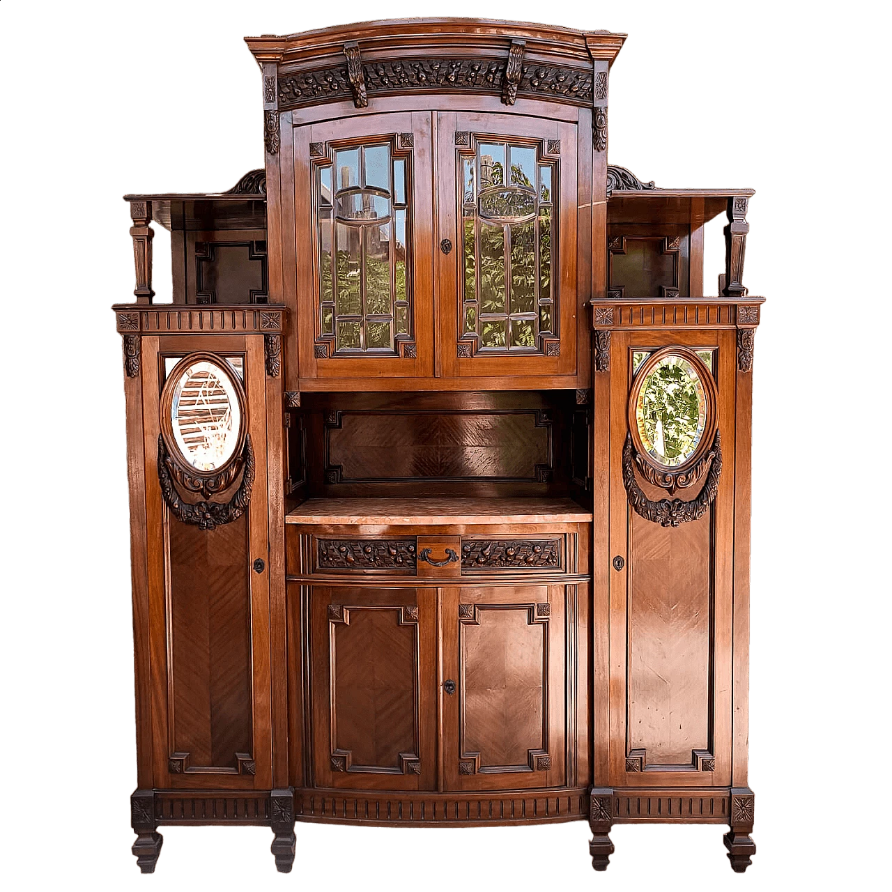 Mahogany veneered Art Nouveau sideboard with display case, 1920s 9