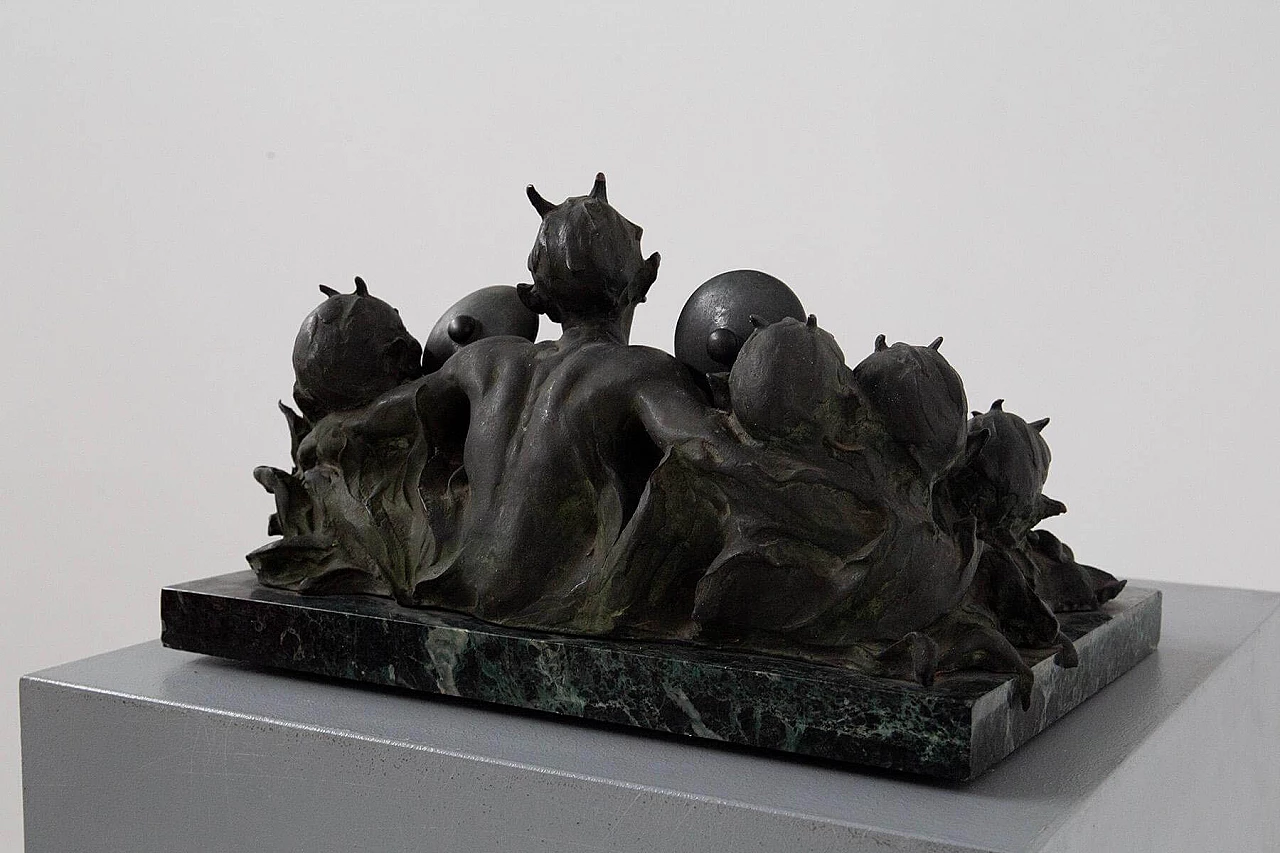 Calamaio con titolo ALL DAVIL in bronzo, anni '20 2