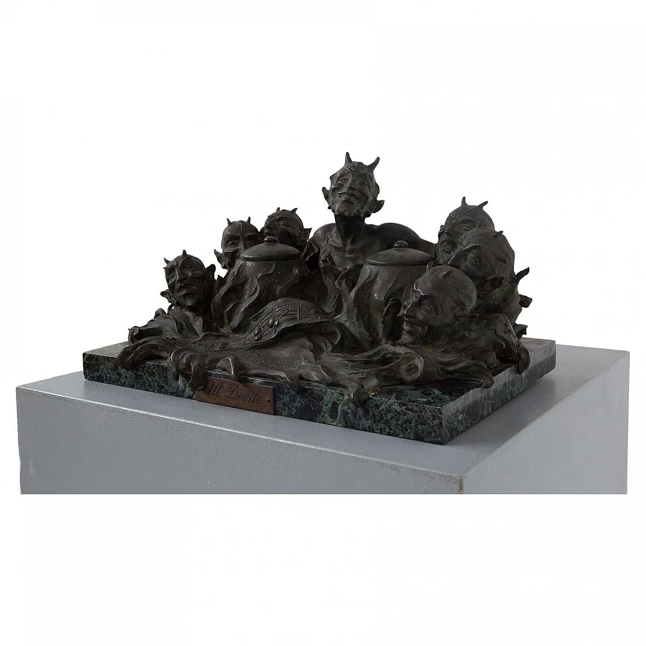 Calamaio con titolo ALL DAVIL in bronzo, anni '20 11