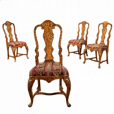 4 Dutch Baroque-style chairs in oak and briarwood, third quarter 19th century