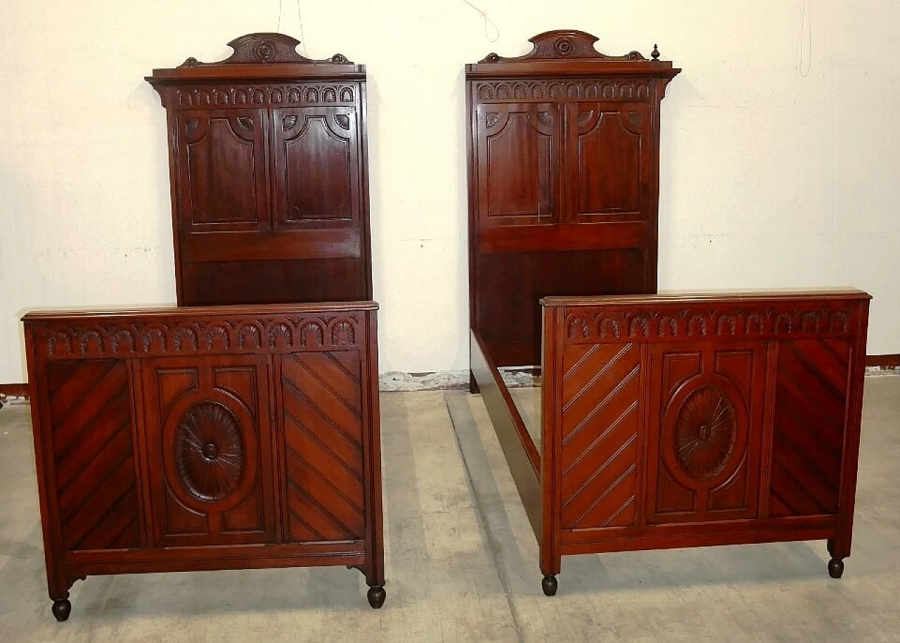 Carved wooden double bed, 1920s 2