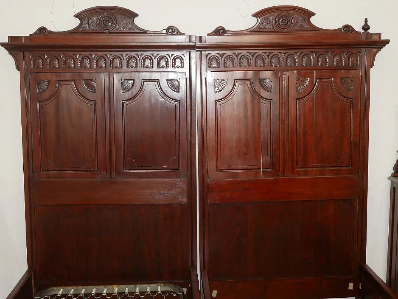 Carved wooden double bed, 1920s 4