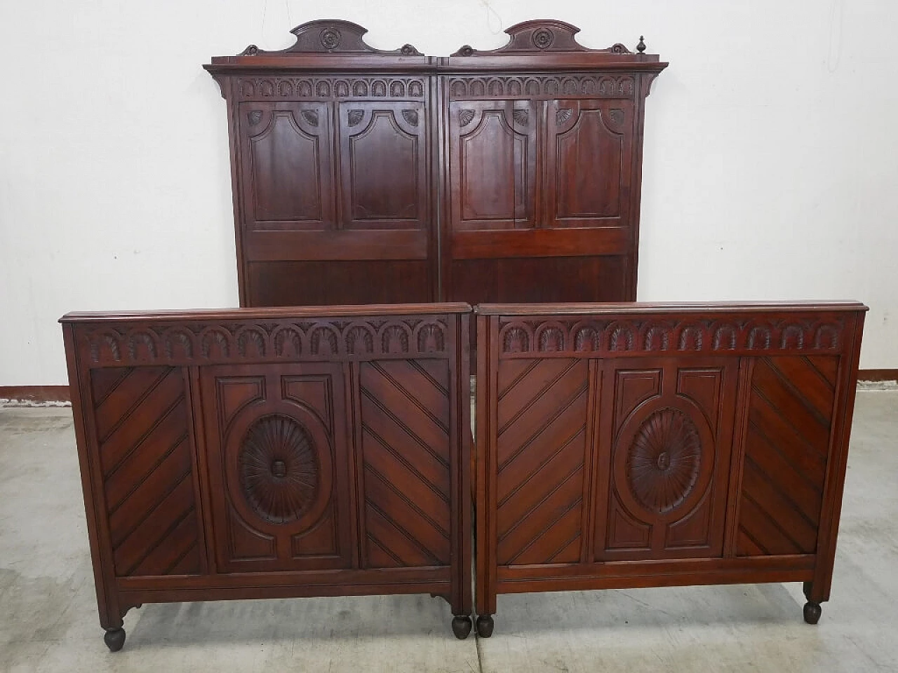 Carved wooden double bed, 1920s 13