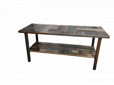 Metal and fir workshop shelf, 1970s