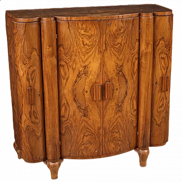 Walnut and briarwood bar cabinet in Art Deco style, 1950s