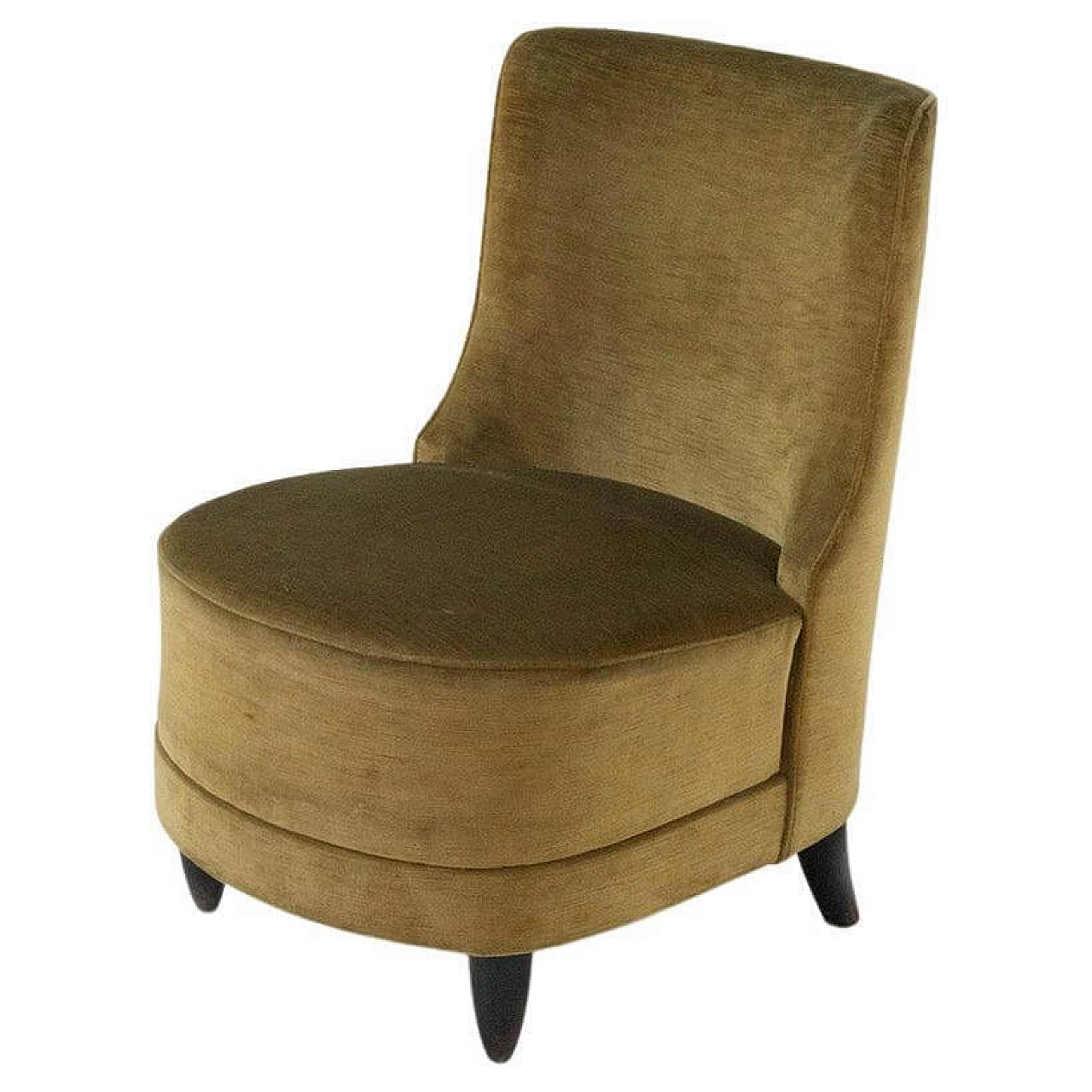 Bedroom armchair in original green velvet, 1950s 1