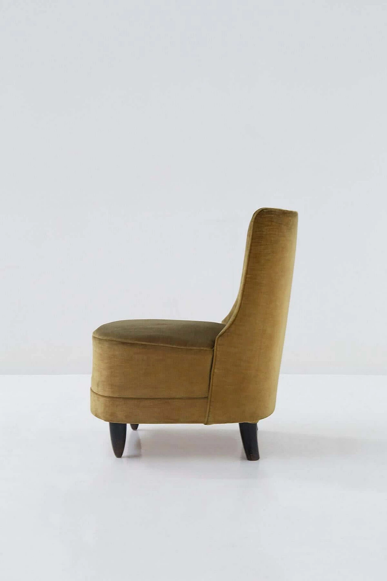 Bedroom armchair in original green velvet, 1950s 2