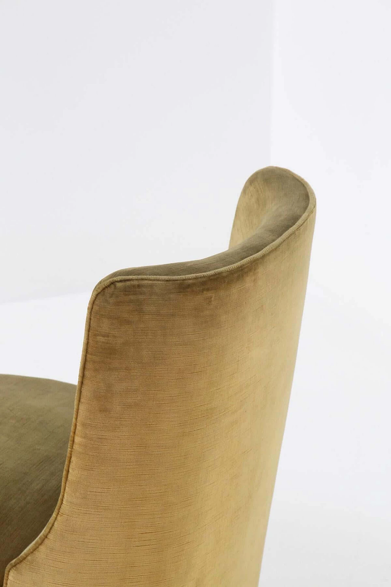 Bedroom armchair in original green velvet, 1950s 3