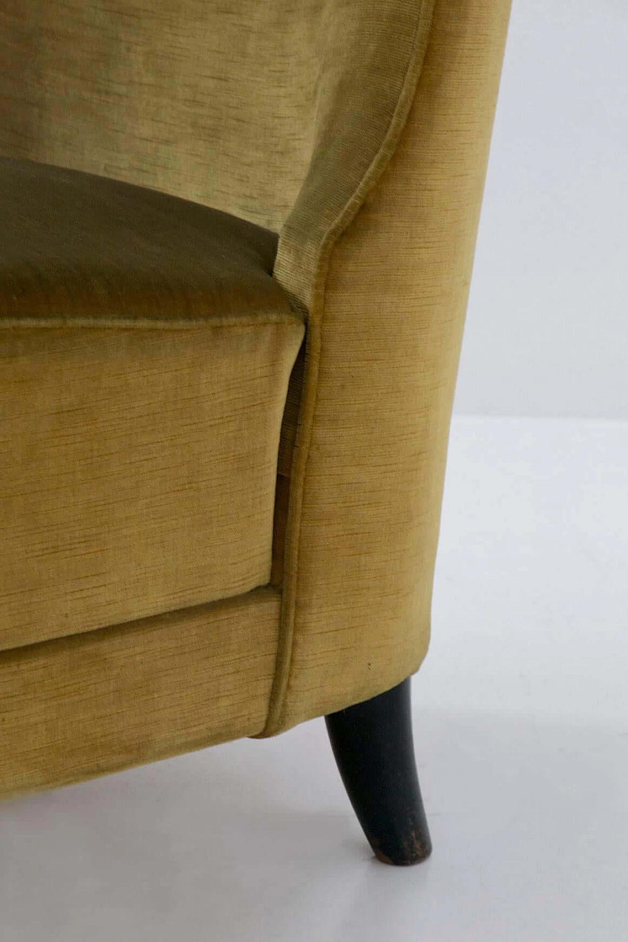 Bedroom armchair in original green velvet, 1950s 6