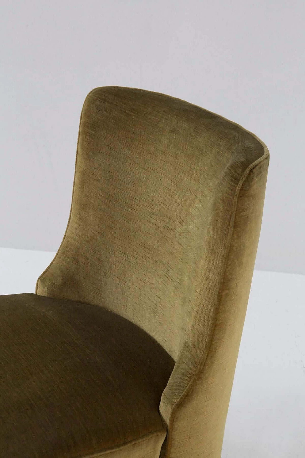 Bedroom armchair in original green velvet, 1950s 8