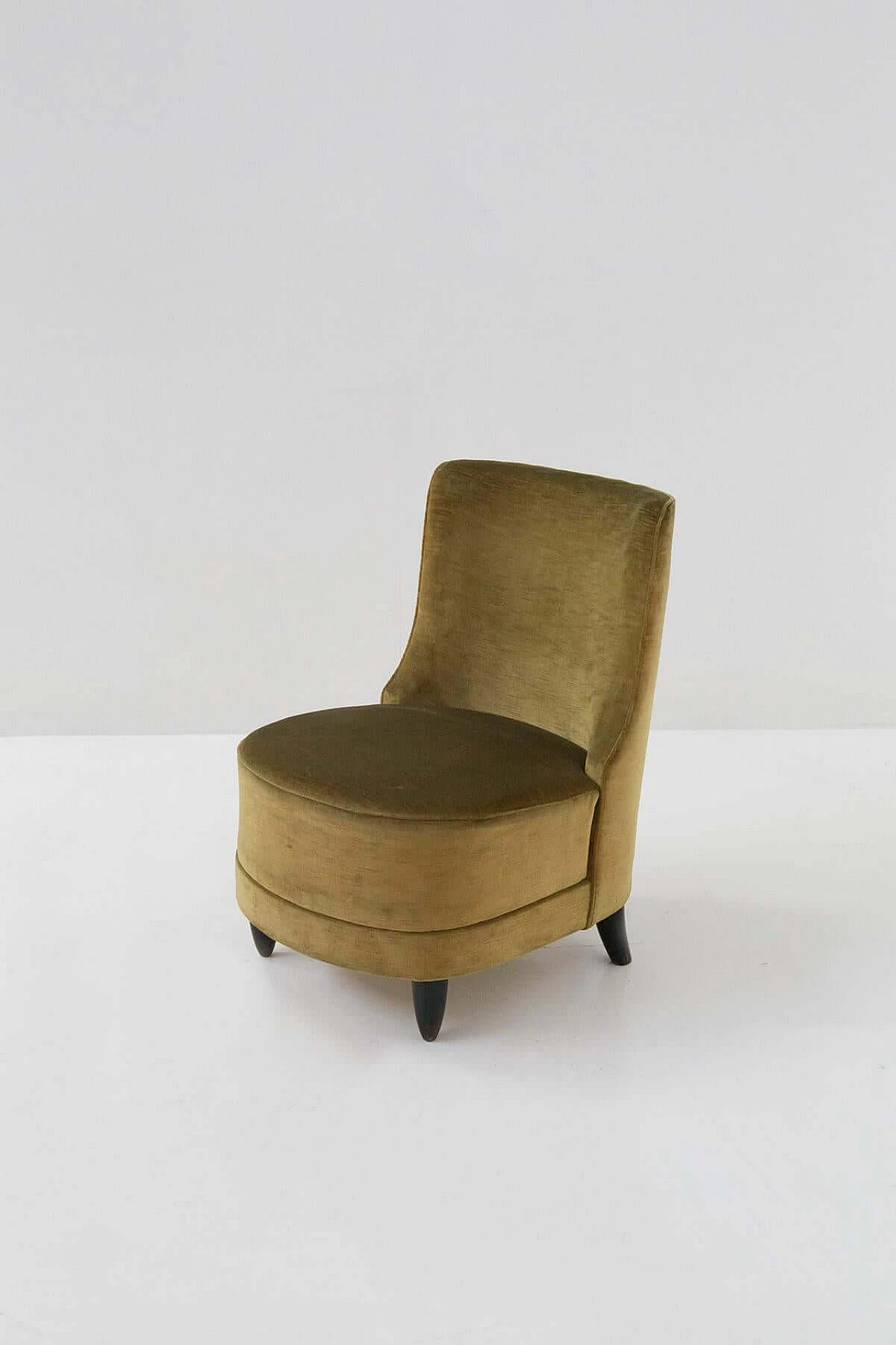 Bedroom armchair in original green velvet, 1950s 9