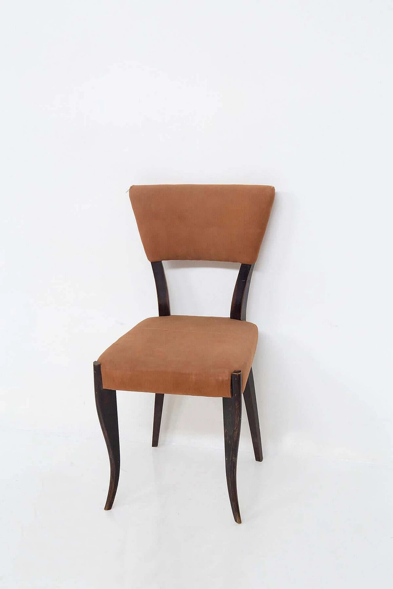 5 original orange velvet chairs, 1950s 1
