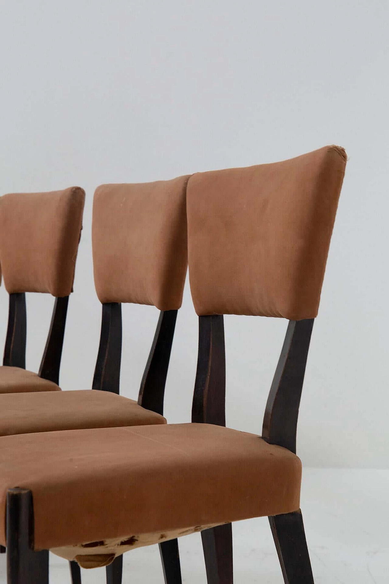 5 original orange velvet chairs, 1950s 8