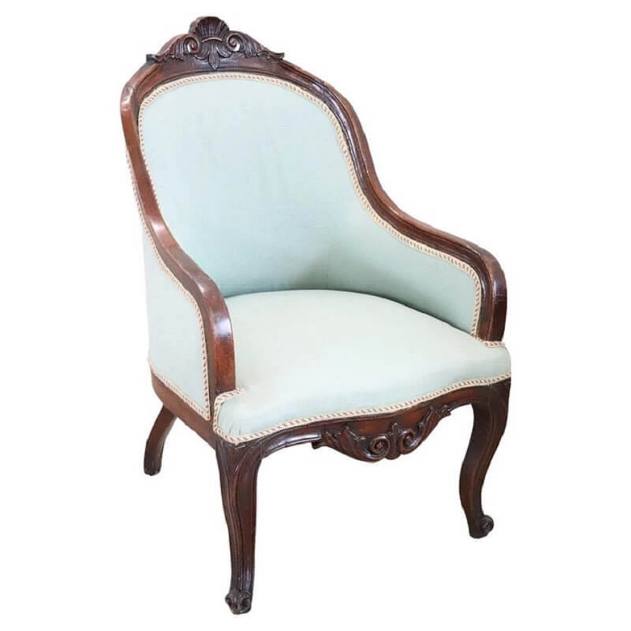 Antique upholstered armchair in walnut Louis Philippe era, mid-19th century 1