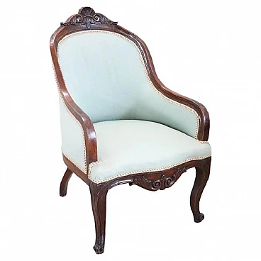 Antique upholstered armchair in walnut Louis Philippe era, mid-19th century