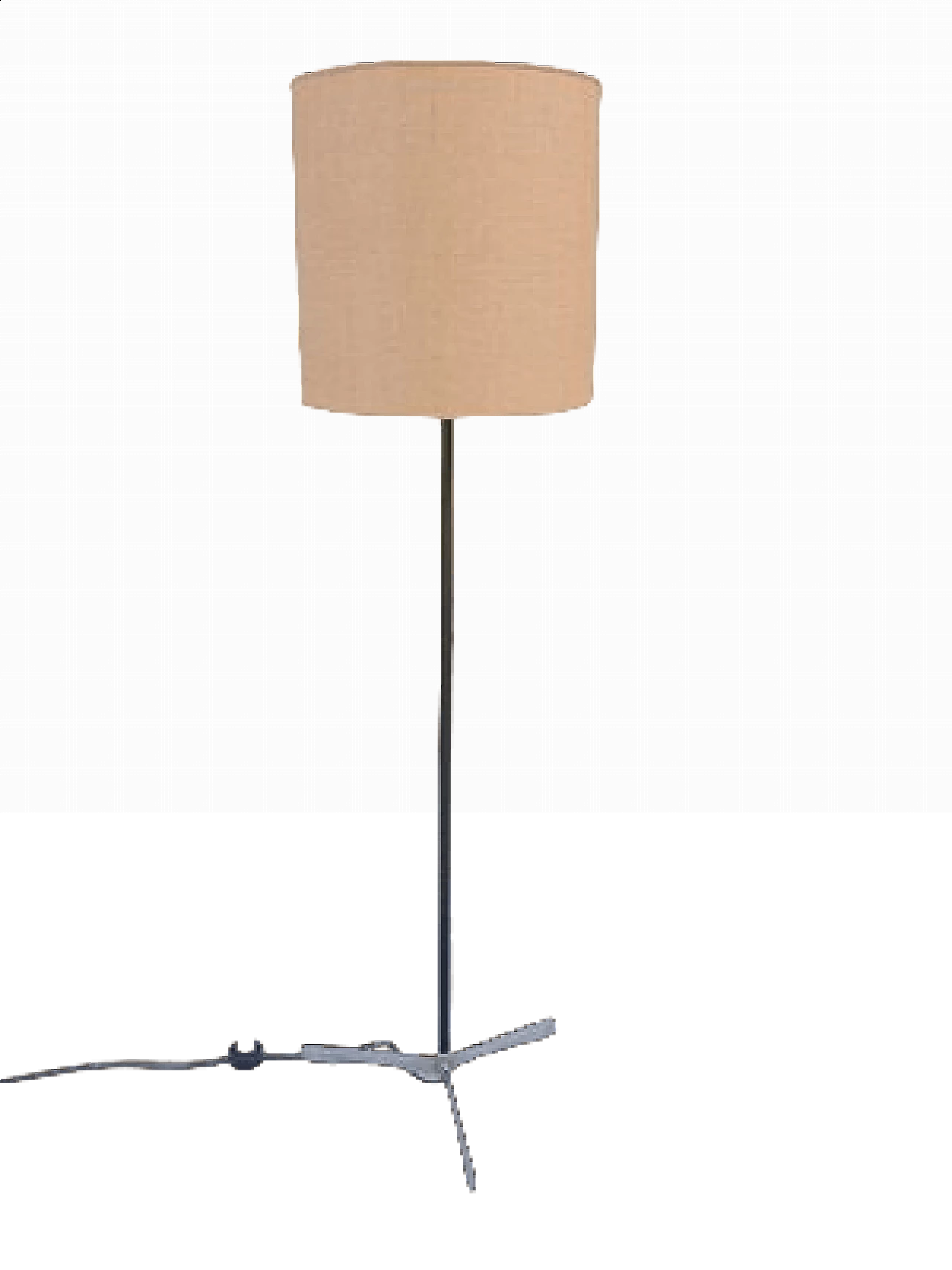 Lampada da terra in metallo con paralume in juta, anni '60 6