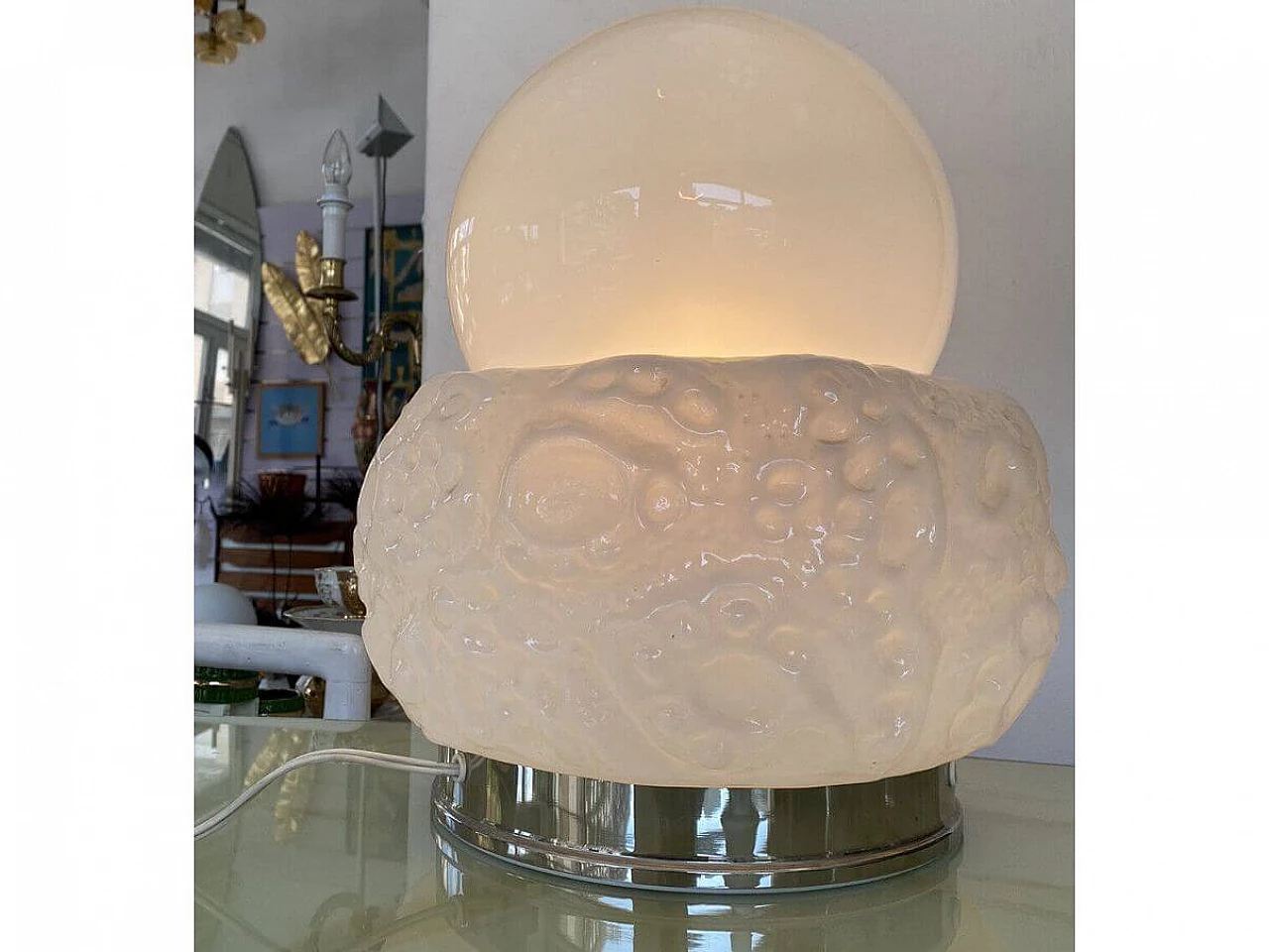 Lampada da tavolo nello stile Osso di Carlo Nason per Mazzega, anni '70 1