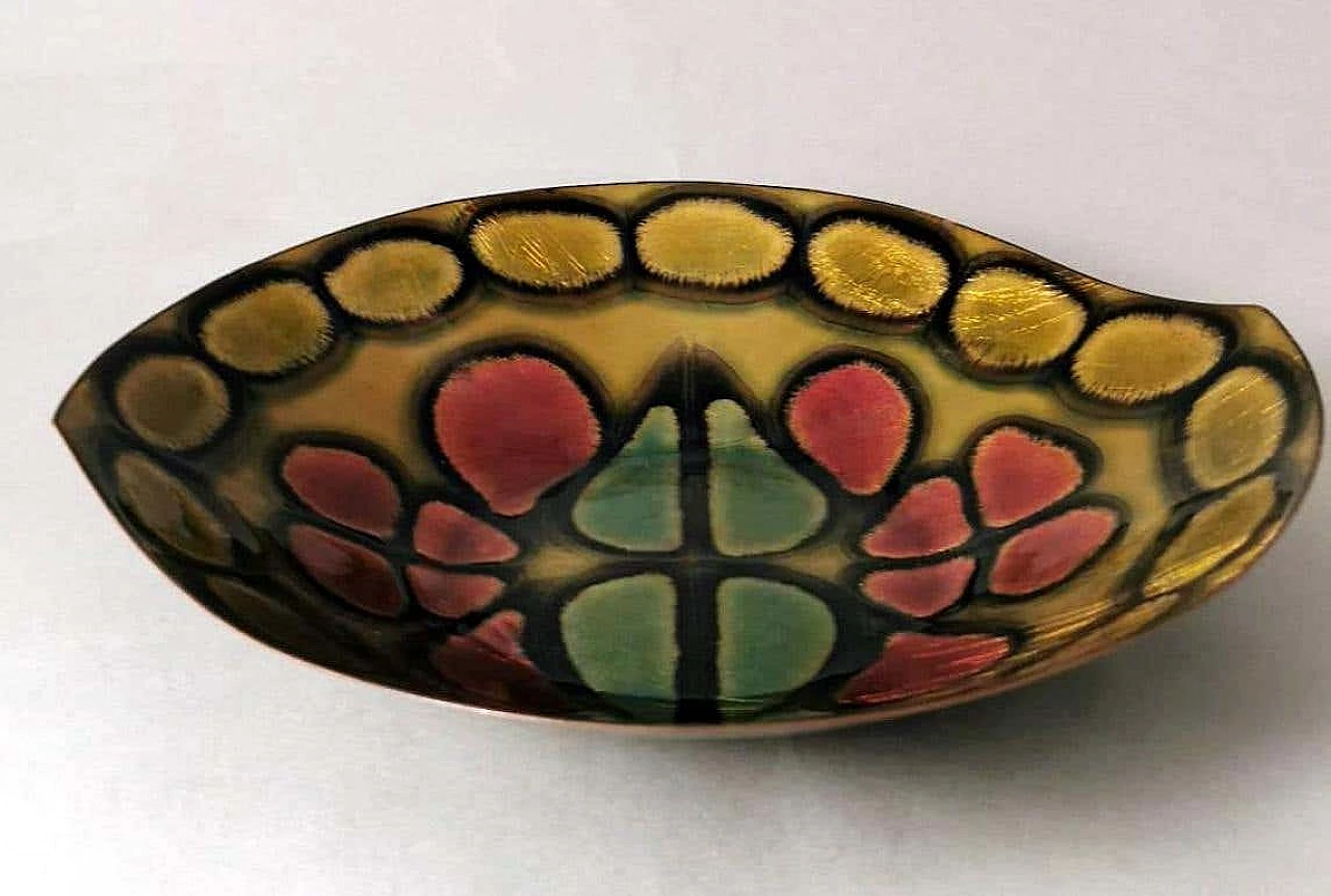 Enamelled copper bowl in the style of Paolo De Poli, 1950s 10