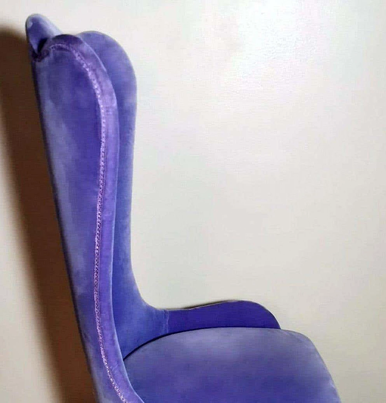 Purple velvet and wood armchair in Hollywood Regency style, 1950s 8