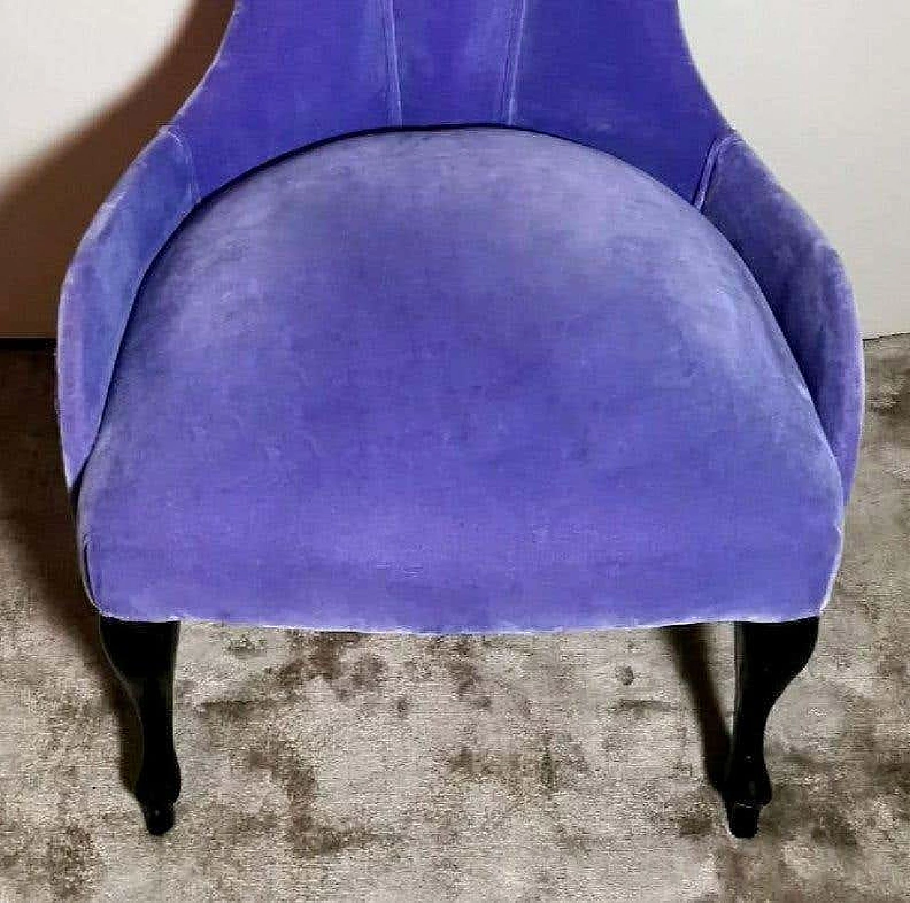 Purple velvet and wood armchair in Hollywood Regency style, 1950s 9