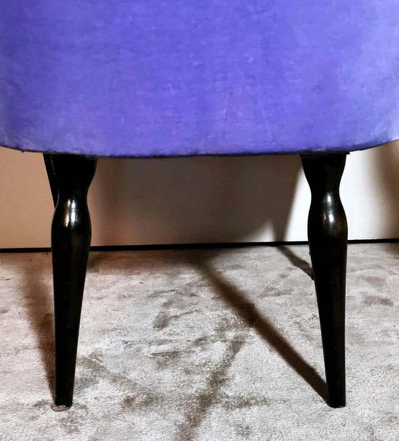 Purple velvet and wood armchair in Hollywood Regency style, 1950s 15