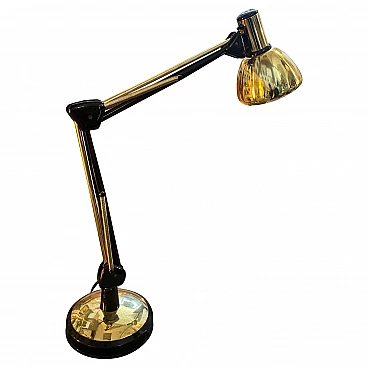Gilded metal adjustable desk lamp, 1970s