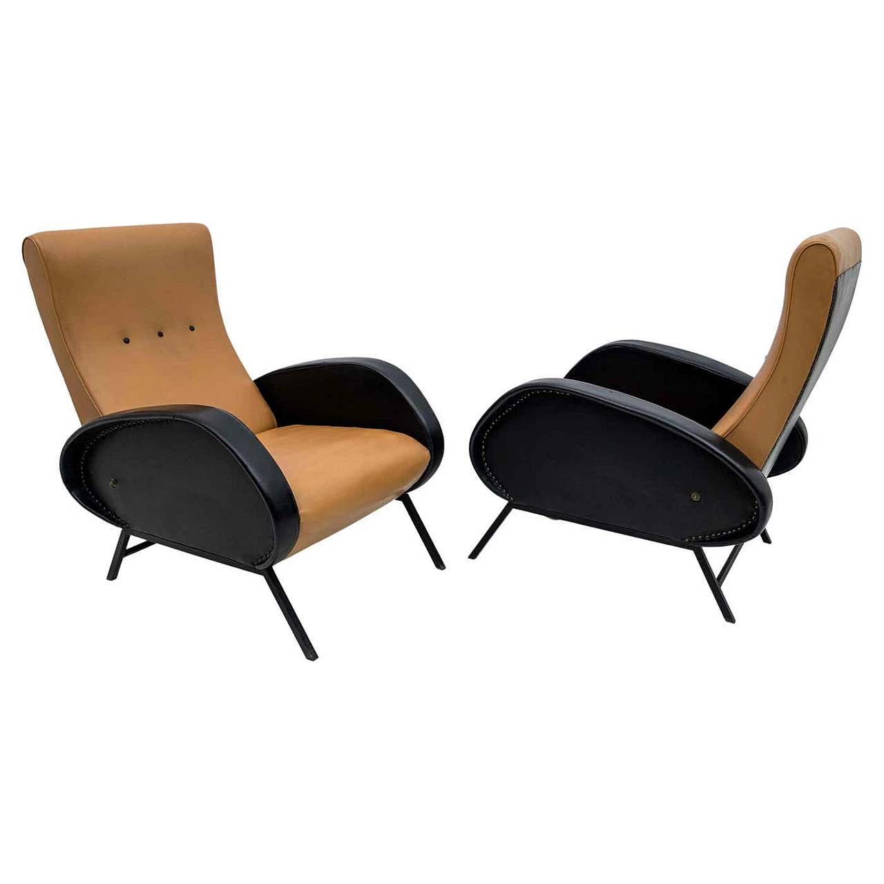 Pair of leather recliners by Marco Zanuso, 1950s 1