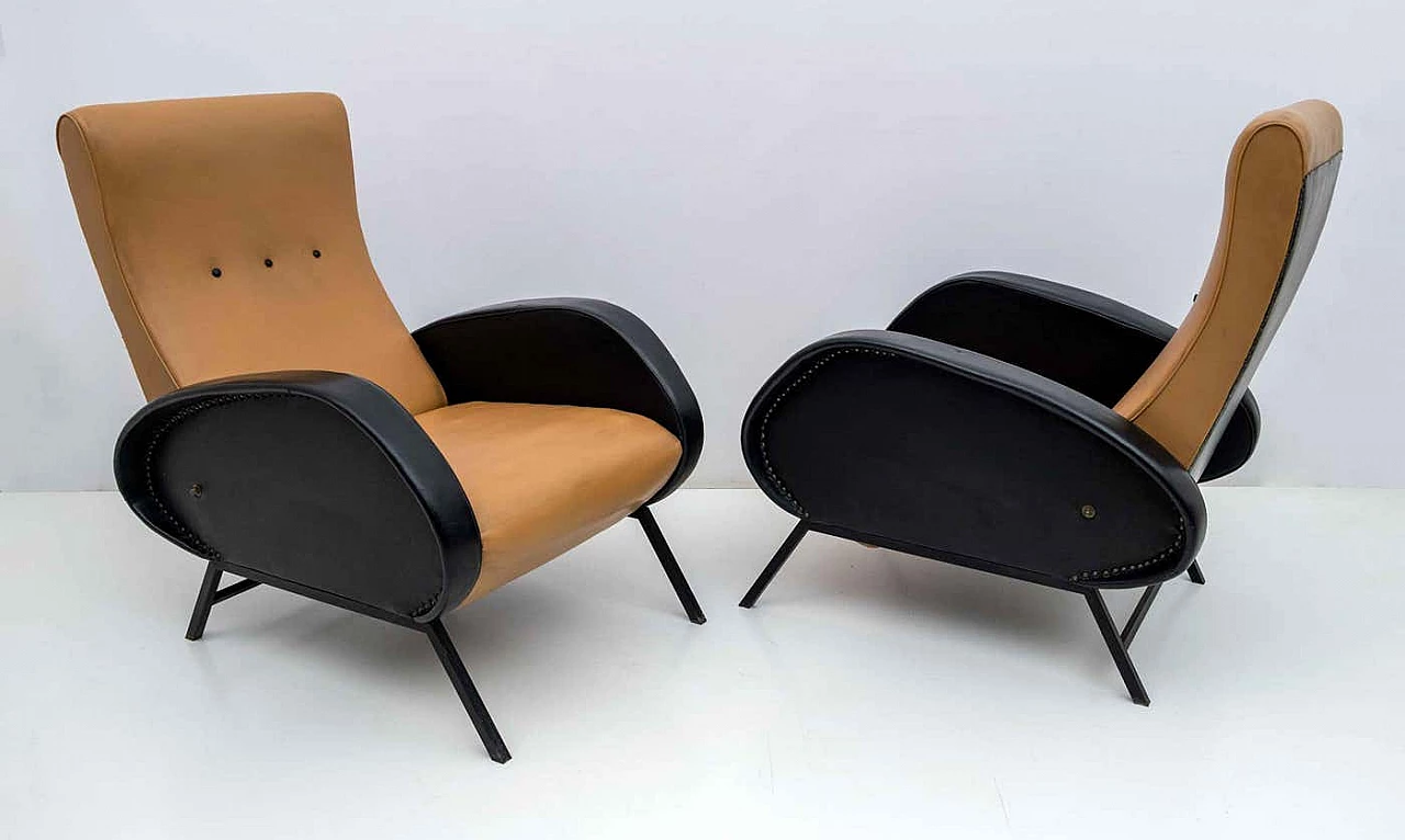 Pair of leather recliners by Marco Zanuso, 1950s 2