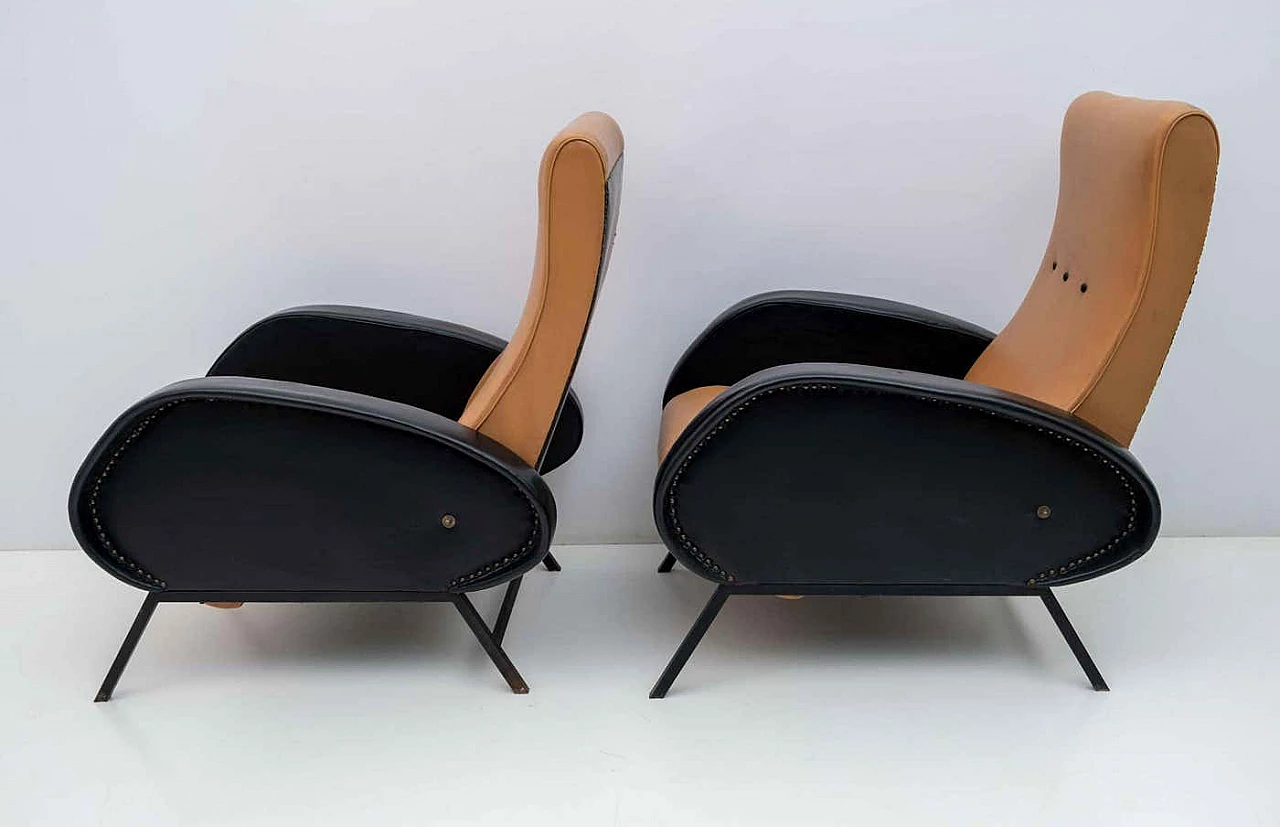 Pair of leather recliners by Marco Zanuso, 1950s 6
