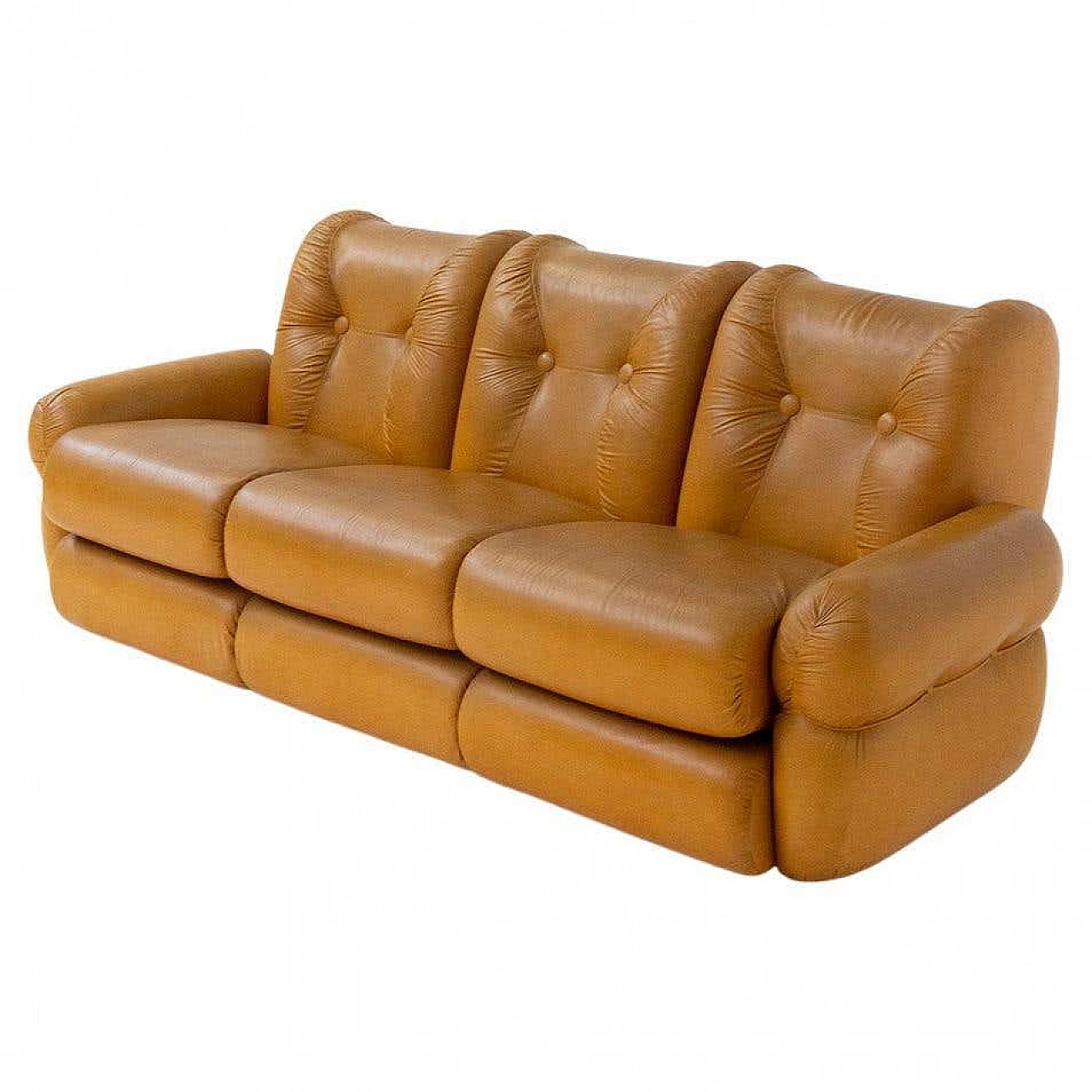 Three-seater leather sofa, 1970s 1