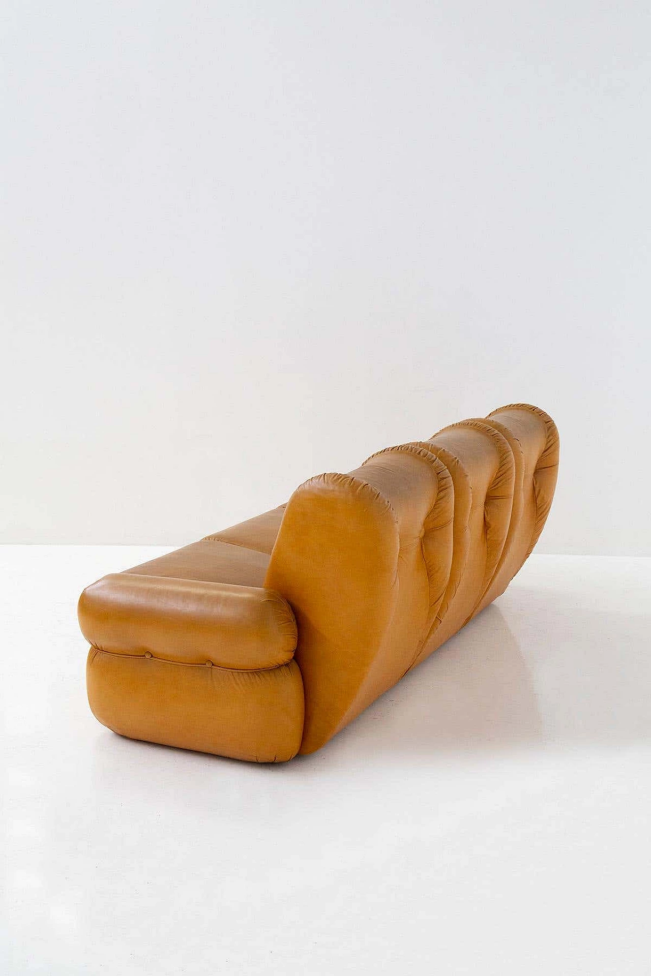 Three-seater leather sofa, 1970s 2