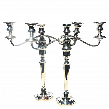 Pair of silver plated copper candelabra, 1960s