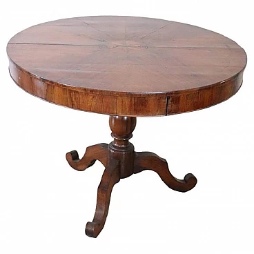 Antique round walnut table, Louis Philippe era, mid-19th century
