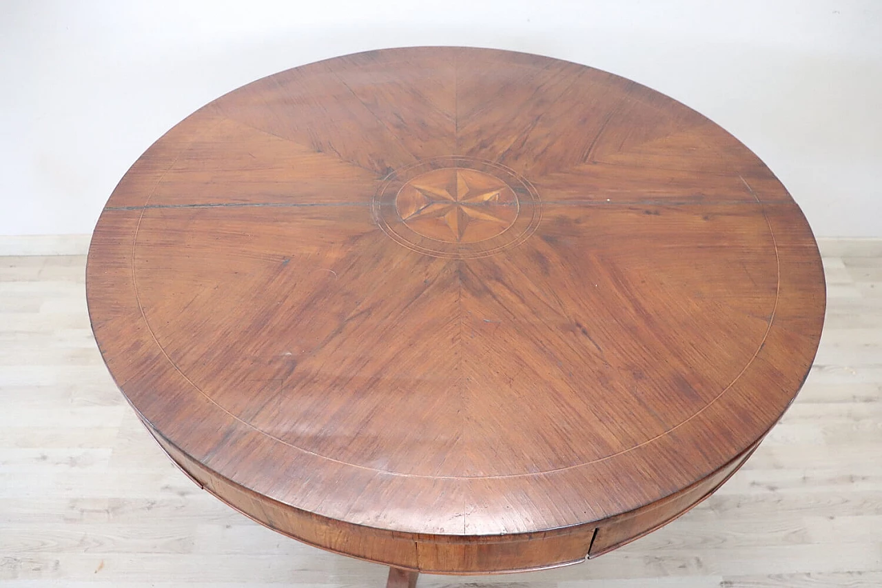 Antique round walnut table, Louis Philippe era, mid-19th century 3