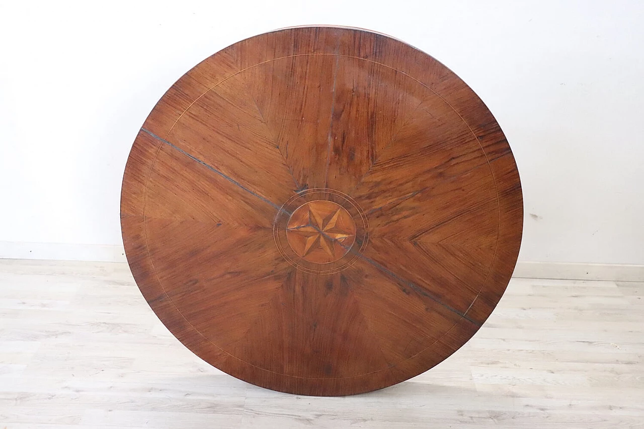 Antique round walnut table, Louis Philippe era, mid-19th century 5